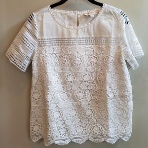 LOFT White Eyelet Shirt